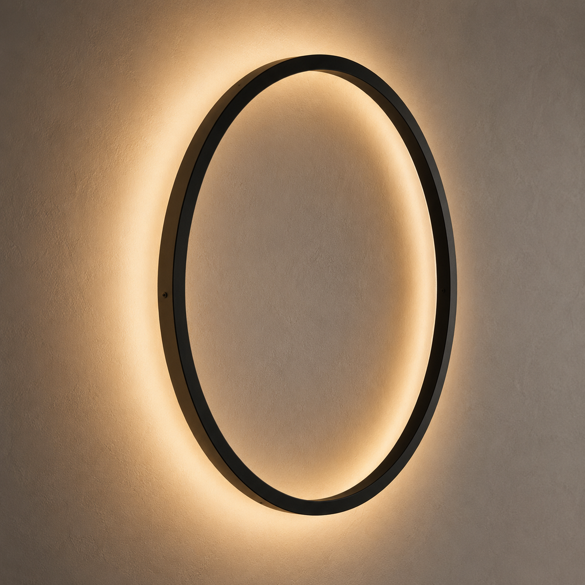 HALO Wandleuchte in Schwarz mit warmem Licht und Schaltersteuerung, Kreisform mit 60 cm – Lorenz Laurent Home