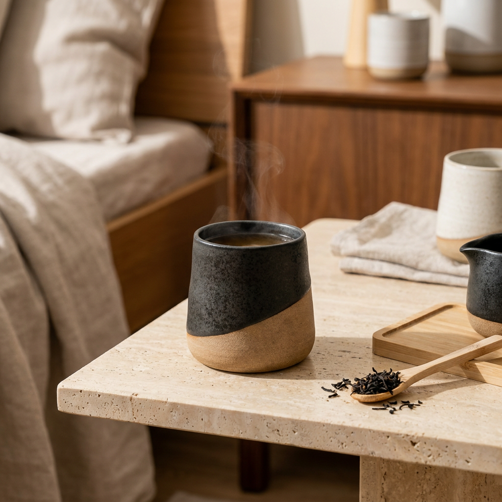KORA Tasse mit Übergang von Mattschwarz zu warmem Erdbraun für Tee und Kaffee – Lorenz Laurent Home