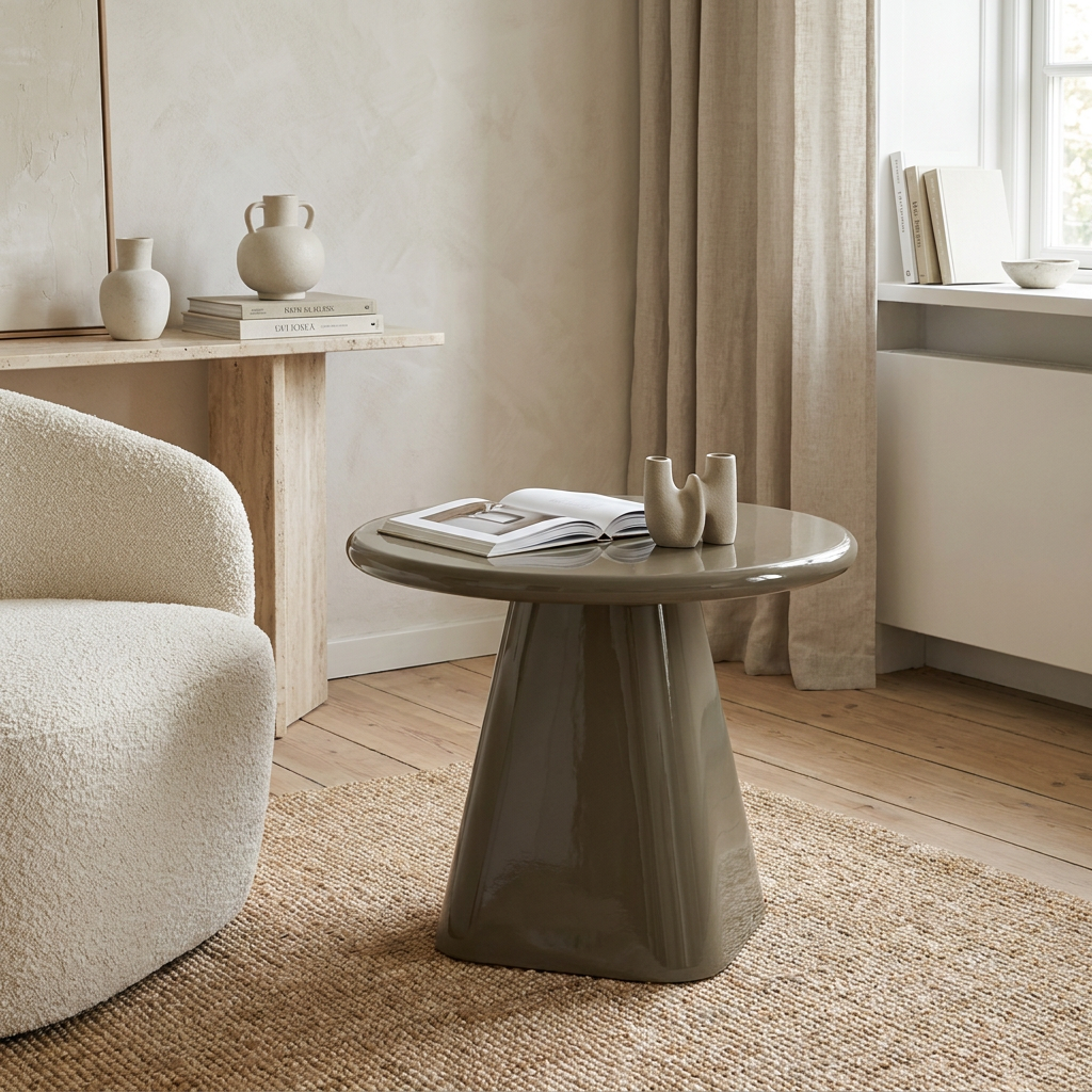 MURI niedriger Tisch aus Holz in Grün, 45 cm hoch, als Ablage für Sofa und Sessel – Lorenz Laurent Home
