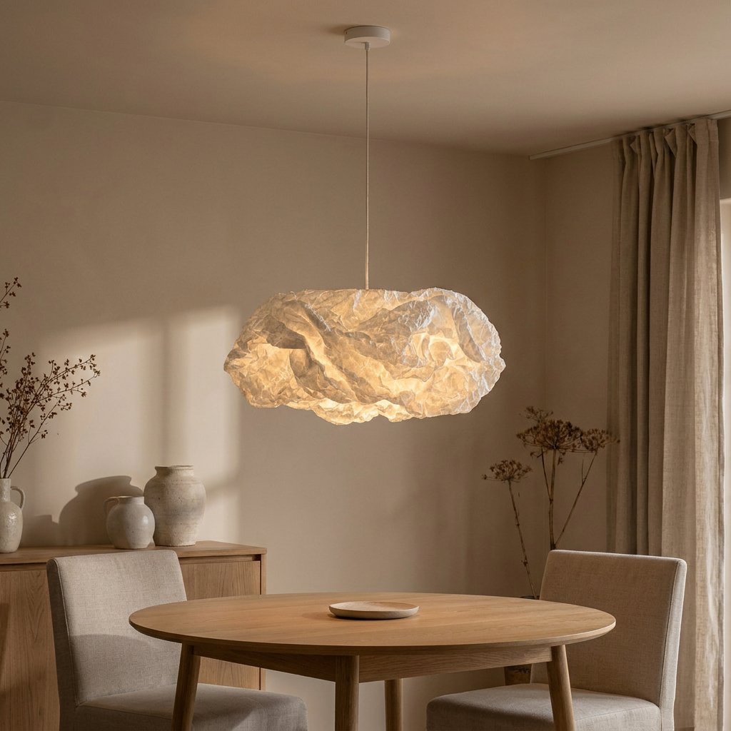 NUAGE Pendelleuchte aus Frankreich mit weißem Textilkabel und Metall-Baldachin – Lorenz Laurent Home