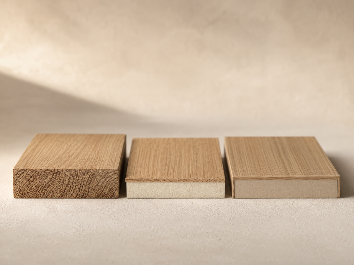 Holzoberflächen im Vergleich, von massivem Holz bis zu furnierten Flächen – Lorenz Laurent Home