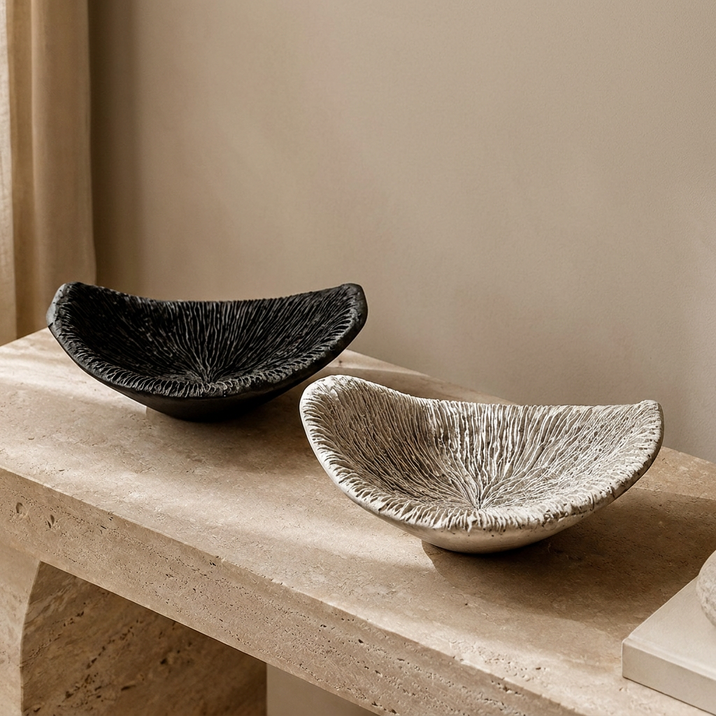 AKAN Vase aus Zement in flacher Bauform für Innen- und Außenbereich – Lorenz Laurent Home