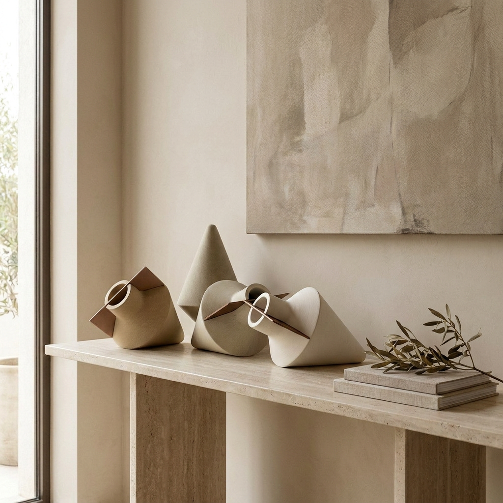 ANFORA Vase aus Stein und Eisen, auch in Beige und Braun oder als 3er-Set – Lorenz Laurent Home