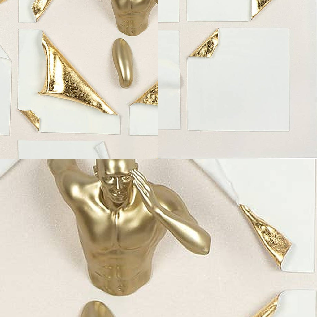 Lorenz Laurent – CORSA Wandbild im Detail, Goldfalte, Kachelfuge und goldene Figur