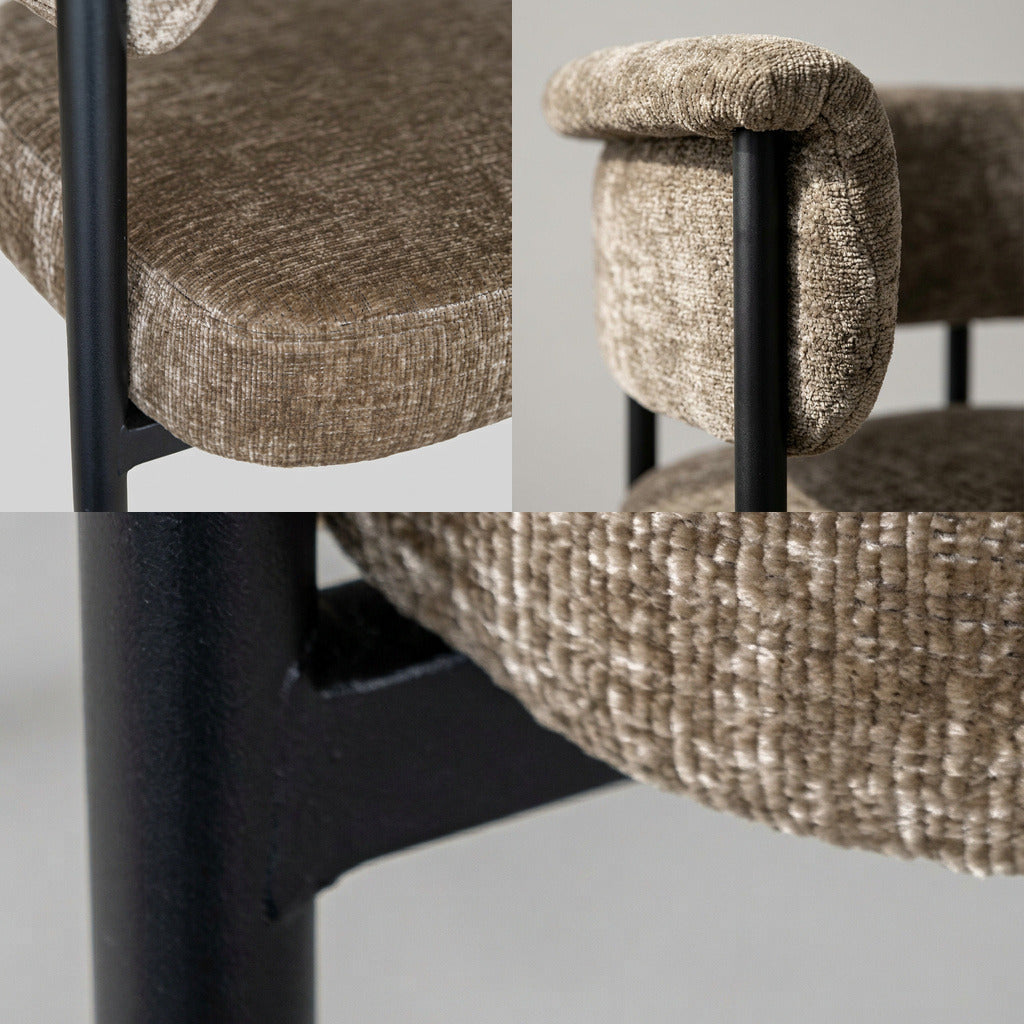 Lorenz Laurent – CURVA Sessel im Detail, Stoffkante, Lehnenrolle und Beinansatz