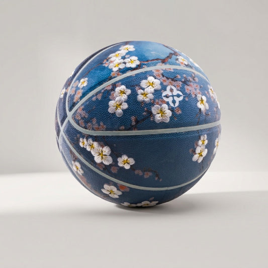 Lorenz Laurent – HANAMI Basketball in Schieferblau mit weißen und rosa Kirschblüten