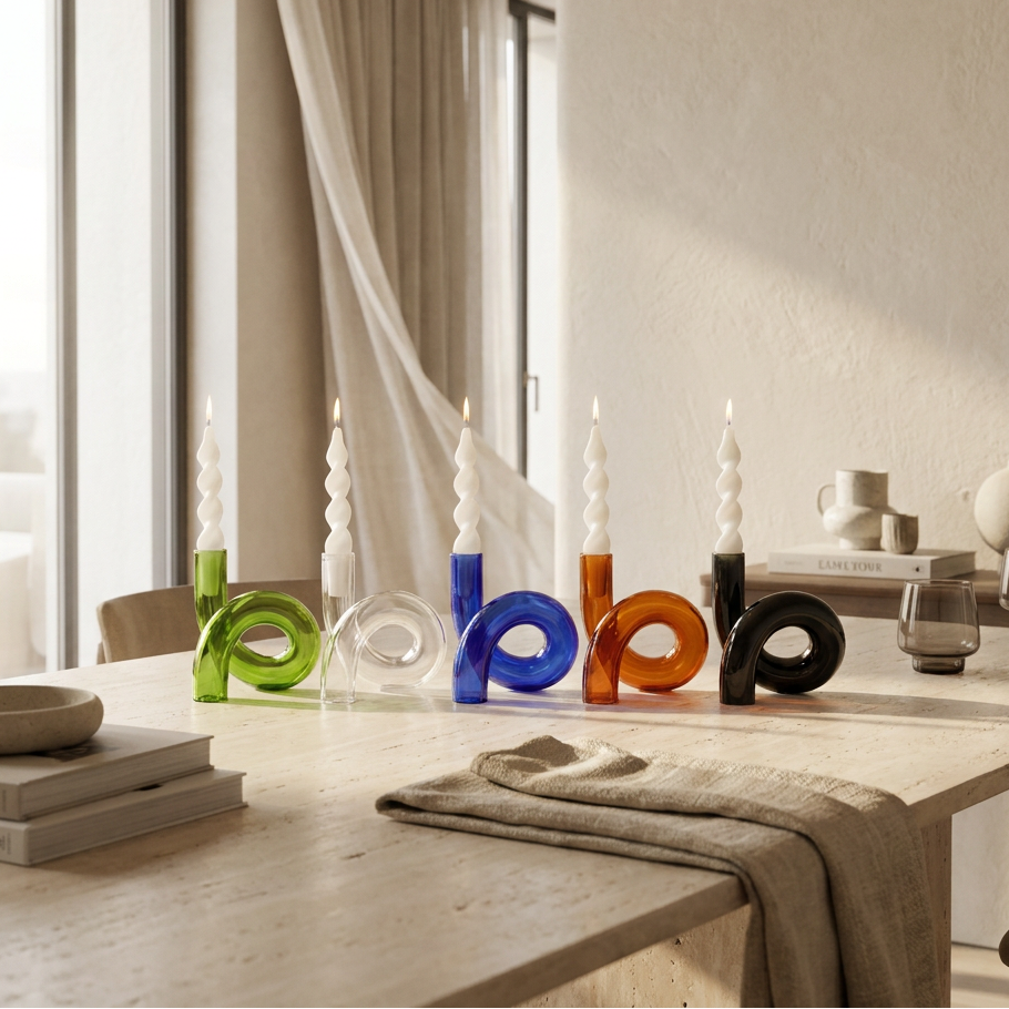 AMBRA Glaskerzenhalter aus farbigem Glas für Tisch, Sideboard und Konsole, klein – Lorenz Laurent Home