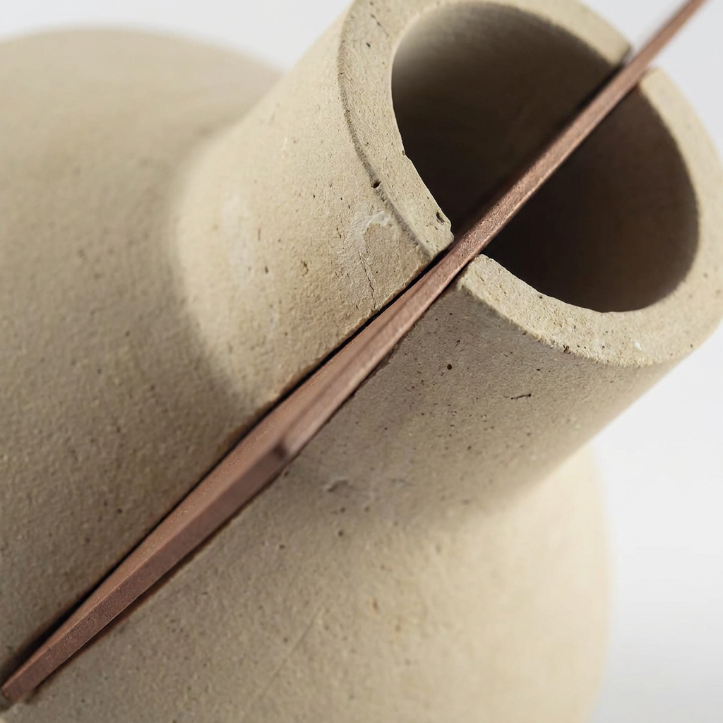 ANFORA Vase mit CNC-bearbeitetem Steinsockel und handbearbeitetem Eisen aus Italien – Lorenz Laurent Home