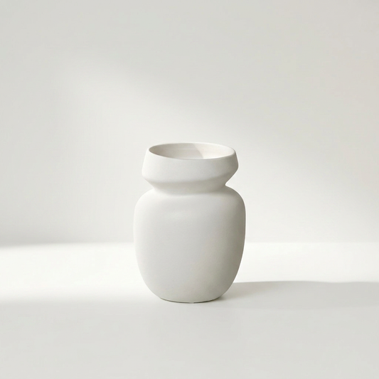 ANIA Vase aus recycelter Keramik mit mattem Finish und geschwungenem Hals – Lorenz Laurent Home