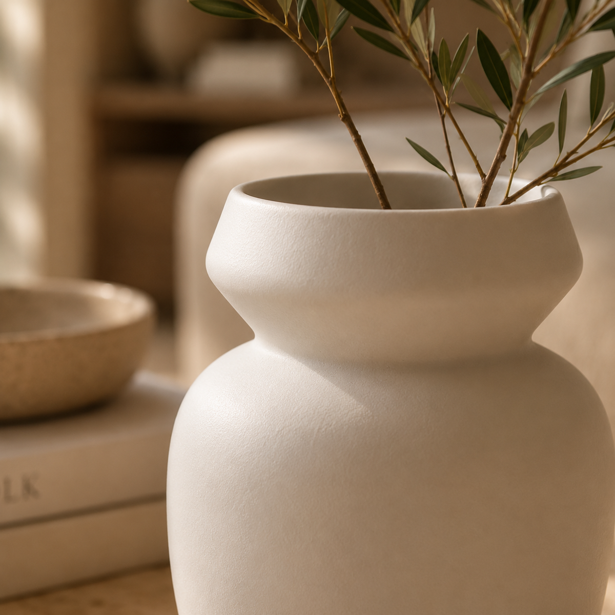 ANIA Keramikvase mit weich geformter Öffnung für Sideboard, Regal und Beistelltisch – Lorenz Laurent Home