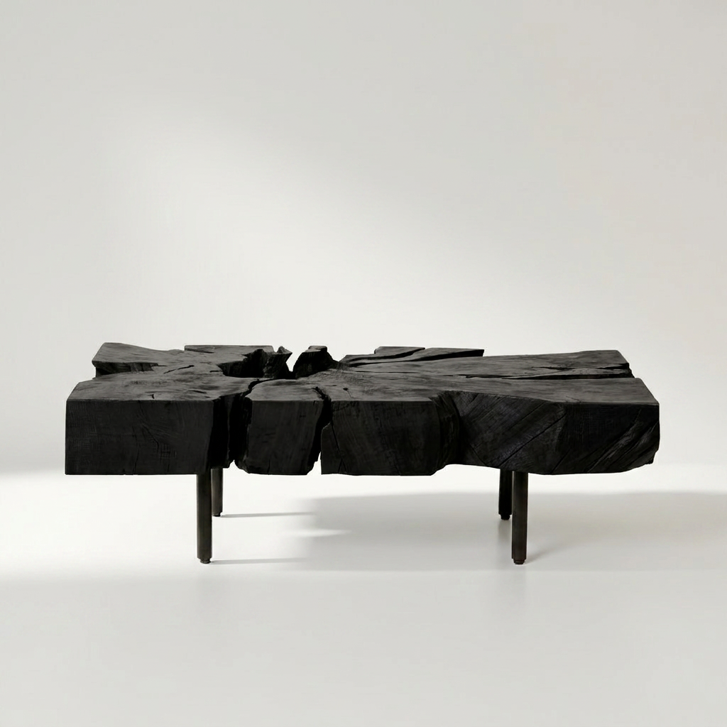 ARBOR Couchtisch aus einem Stück Teakwurzel mit Eisenbeinen, 120 x 60 cm, 37 cm hoch – Lorenz Laurent Home