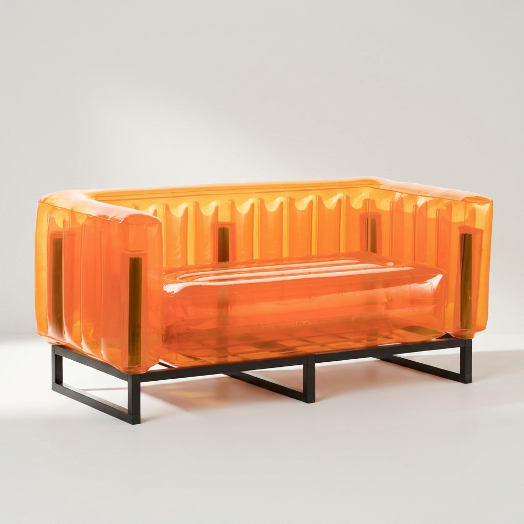 ARVO Sofa aus Aluminium und TPU in Crystal Orange für Innen- und Außenbereich – Lorenz Laurent Home