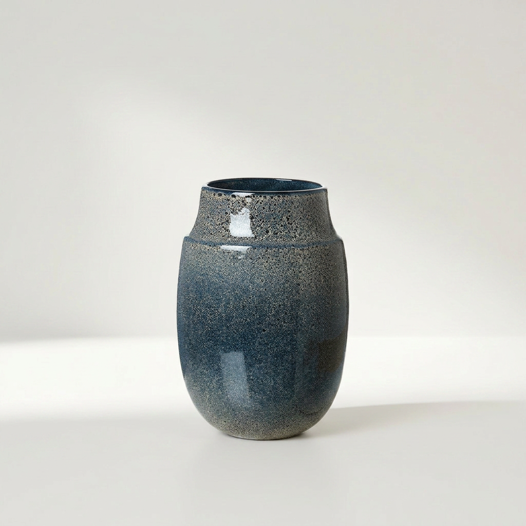 AYA Vase aus Keramik mit kurviger Form und geschliffener Oberfläche, Ø 14 x 20 cm – Lorenz Laurent Home