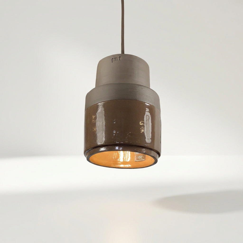 BANZAI Pendelleuchte in dunkler Schokoladenoptik aus Keramik, Ø 14,5 cm und 20 cm hoch – Lorenz Laurent Home