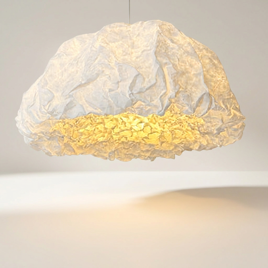 CELESTE Pendelleuchte mit XL-Schirm aus papierähnlicher Faser, Ø 65 cm, 35 cm hoch – Lorenz Laurent Home