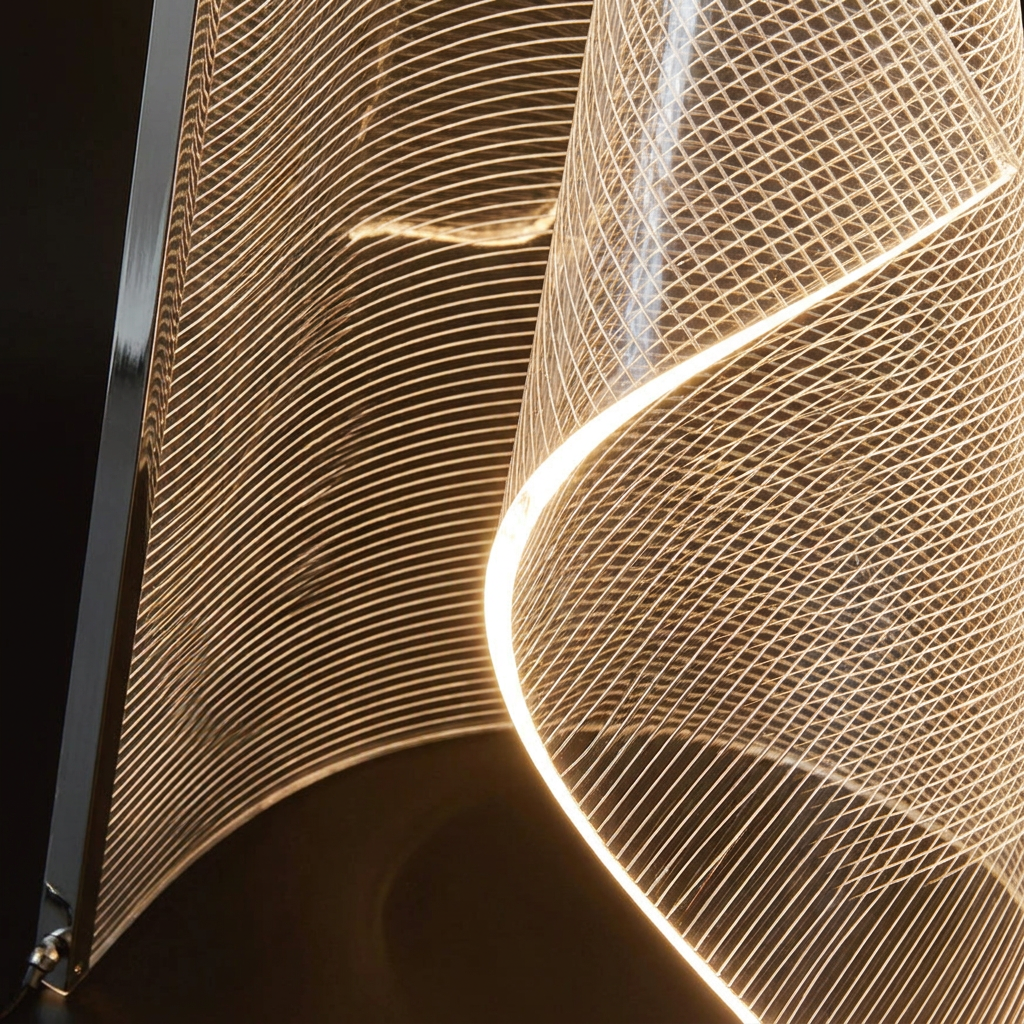 CIRA Tischlampe mit Acrylkörper und feinen Lichtstreifen für diffuses Licht, 16 Watt – Lorenz Laurent Home