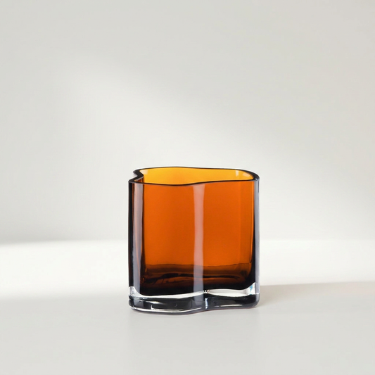 CORAL Vase und Schale M in Amber aus massivem Glas, 12 x 13 x 13 cm – Lorenz Laurent Home