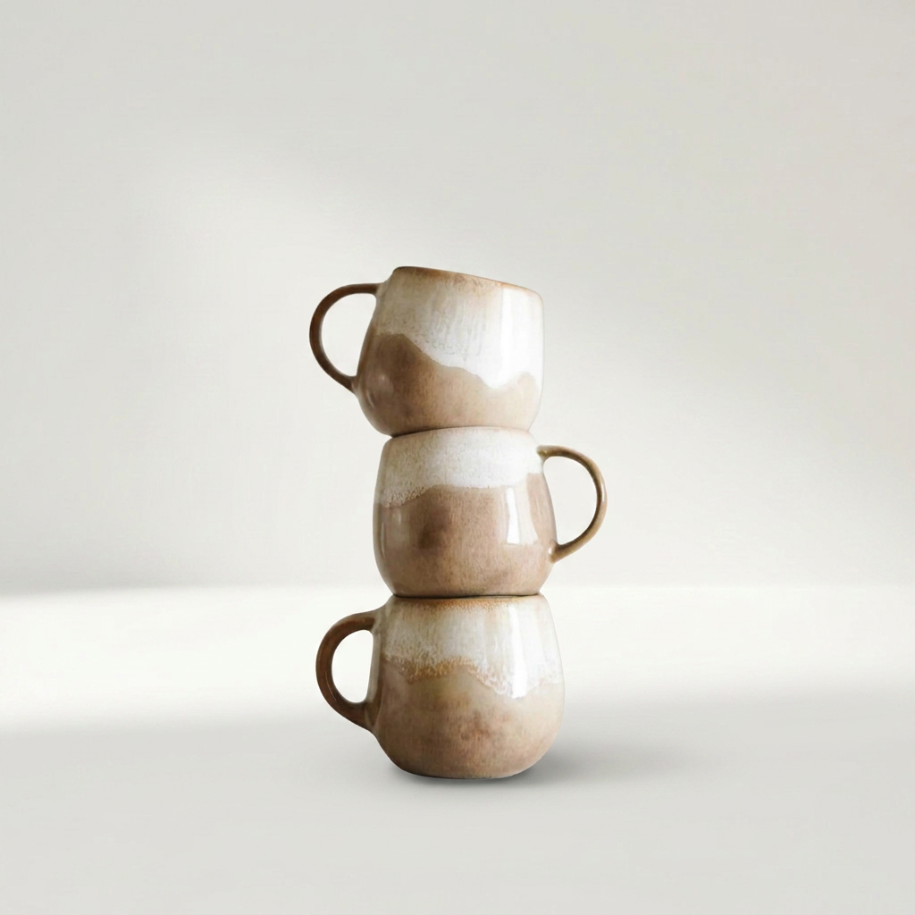 DUNA Tasse aus Steinzeug in Kaffeebraun und Sandtönen, 100 ml, Ø 5,5 x H 6 cm – Lorenz Laurent Home