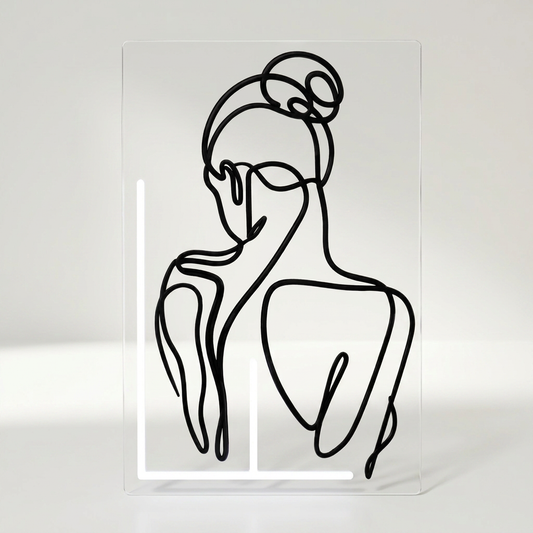 ELARA LED-Wandbild mit abstrakter Körperkontur auf transparentem Acryl, 40 bis 110 cm – Lorenz Laurent Home
