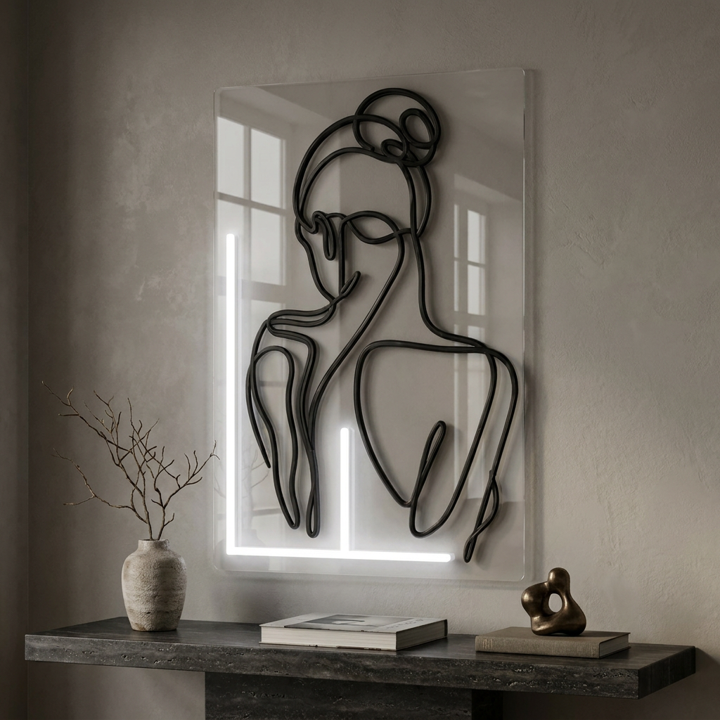 ELARA LED-Wandbild als Liniendruck mit warmem LED-Licht und Sensordimmer – Lorenz Laurent Home