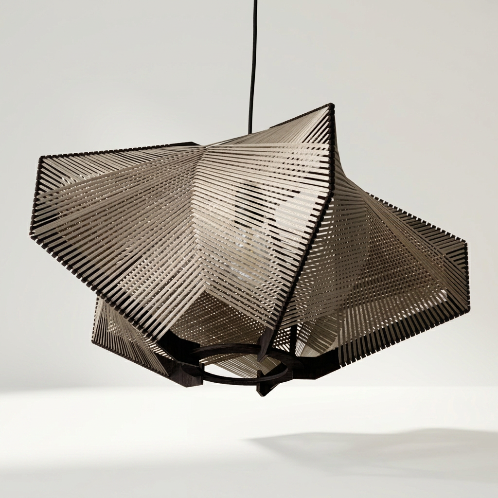 ELIN Hängelampenschirm aus Pappel-Sperrholz und Viskose, Ø 60 cm und 33 cm hoch – Lorenz Laurent Home