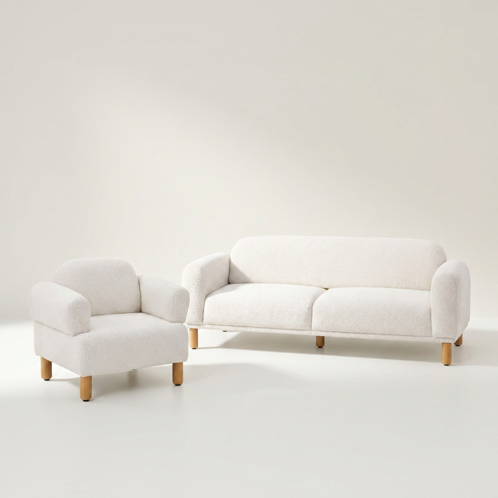 ELION Sofagarnitur mit Bezug aus PES-Stoff und Buchenholzgestell, 3-Sitzer 210 x 100 cm – Lorenz Laurent Home