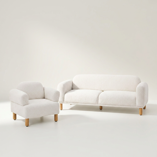 ELION Sofagarnitur mit Bezug aus PES-Stoff und Buchenholzgestell, 3-Sitzer 210 x 100 cm – Lorenz Laurent Home