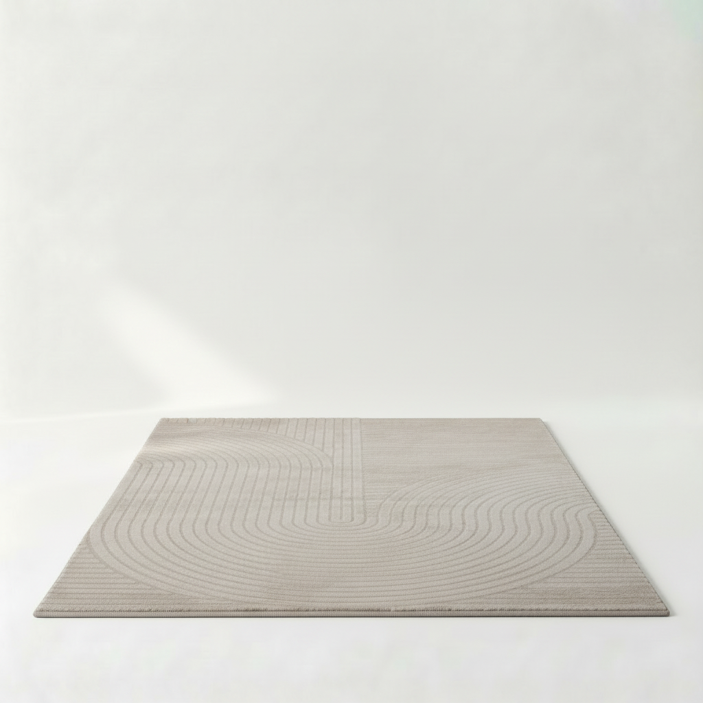 ELLA Teppich in Soft Beige und Creme mit grafischem Linienmuster, 140 x 200 cm – Lorenz Laurent Home