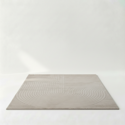 ELLA Teppich in Soft Beige und Creme mit grafischem Linienmuster, 140 x 200 cm – Lorenz Laurent Home