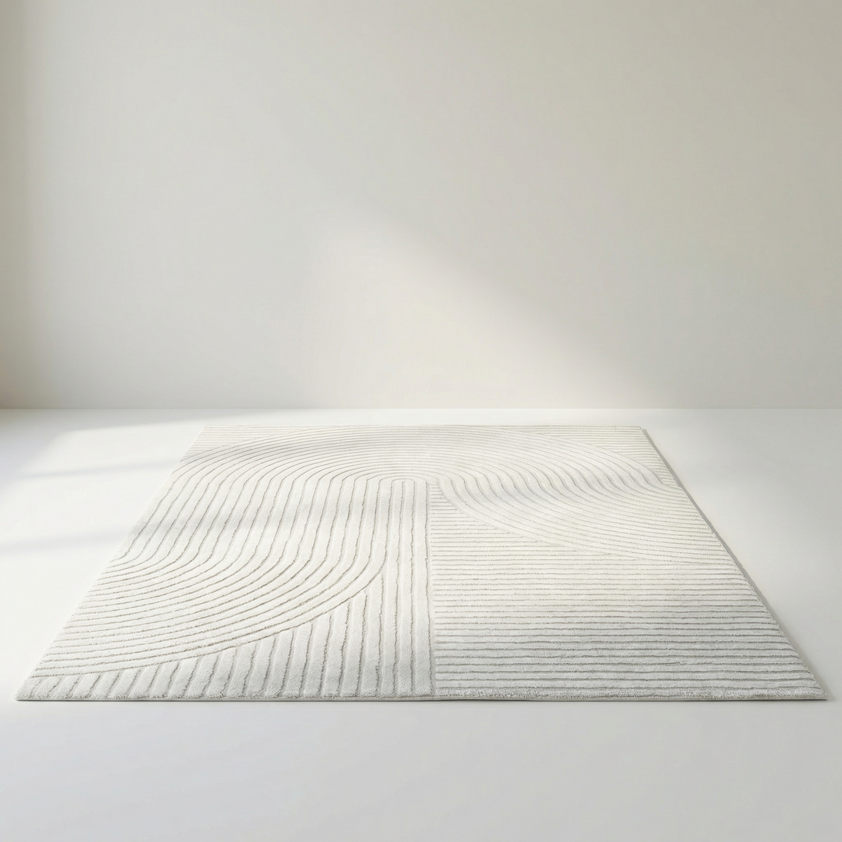 ELLA Teppich in Creme und Soft White mit Hoch-Tief-Relief, 140 x 200 cm – Lorenz Laurent Home