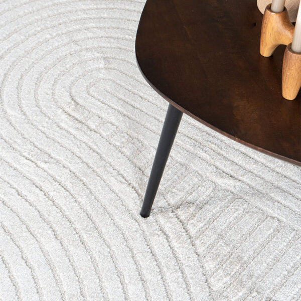 ELLA Teppich cremefarben mit Linien aus erhöhtem und abgesenktem Flor, weiche Textur – Lorenz Laurent Home