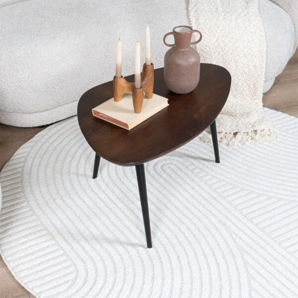 ELLA Teppich rund aus indischer Fertigung mit Relief aus hohem und niedrigem Flor – Lorenz Laurent Home