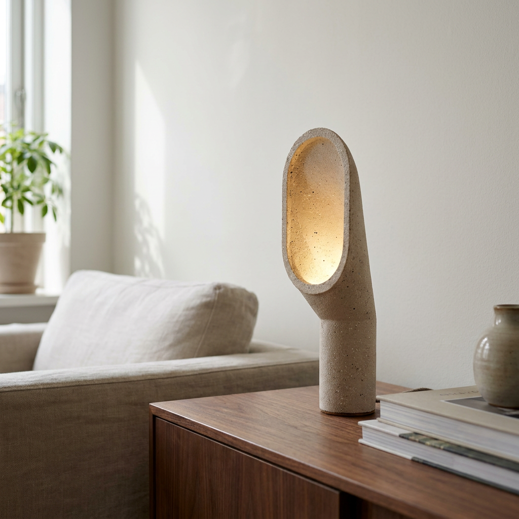 ERREUR 404 Betonleuchte mit Kabel aus recycelter Baumwolle und Bluetooth-Leuchtmittel – Lorenz Laurent Home