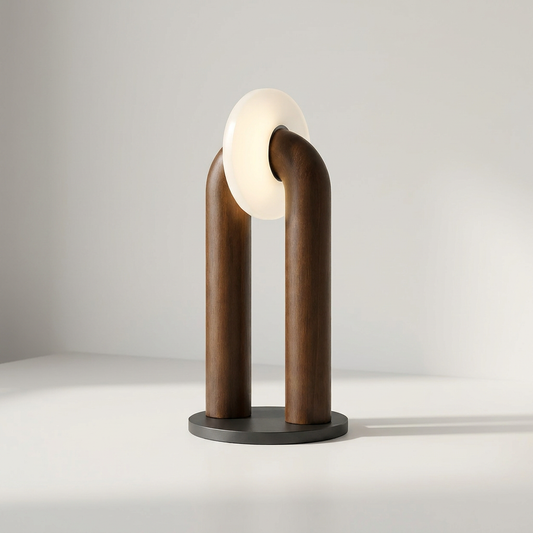 ESRA Tischlampe aus massivem Eschenholz mit Acrylschirm, 45 cm hoch, in Schwarz oder Braun – Lorenz Laurent Home
