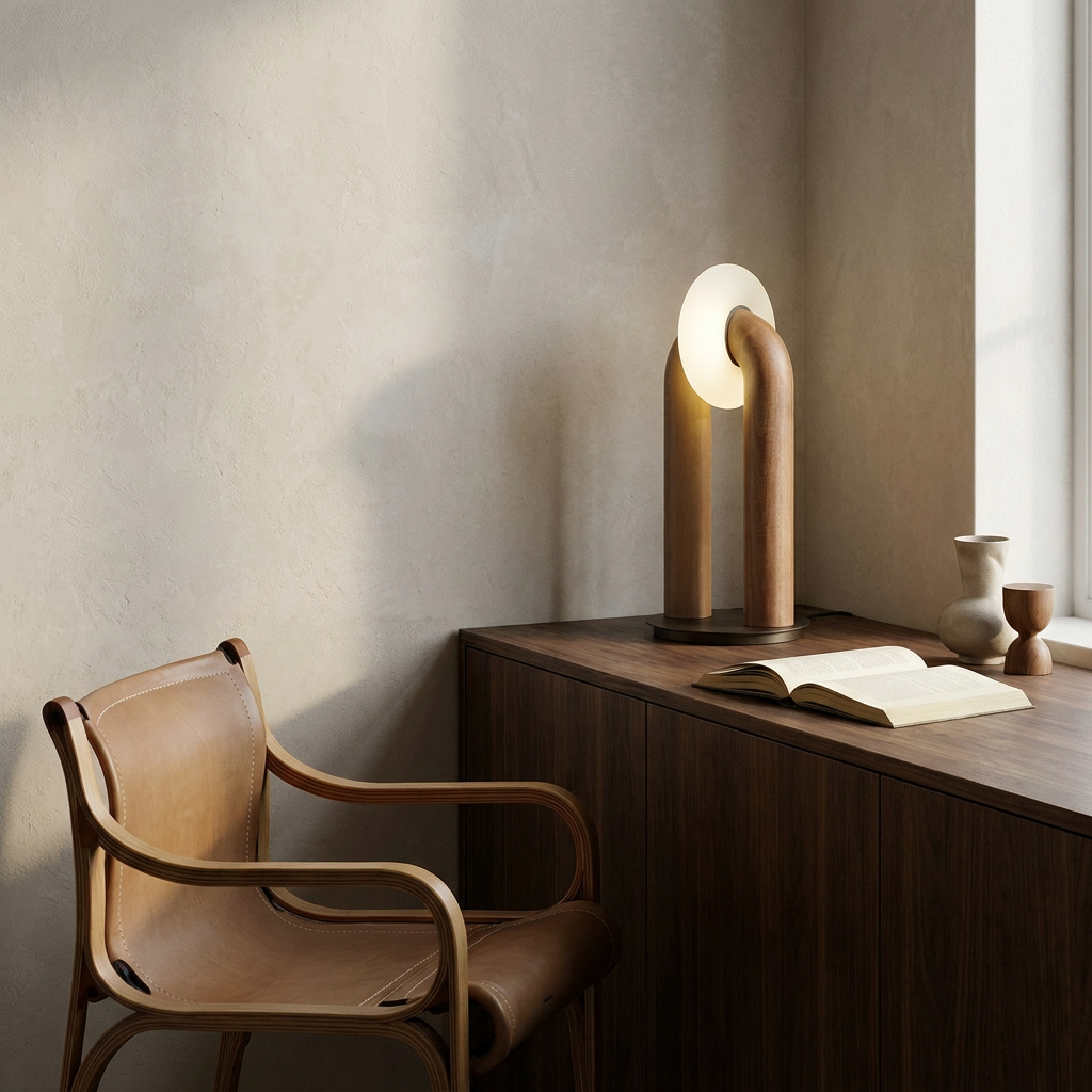 ESRA Tischlampe aus Eschenholz und Acryl für warmes Licht am Schreibtisch und Nachttisch – Lorenz Laurent Home