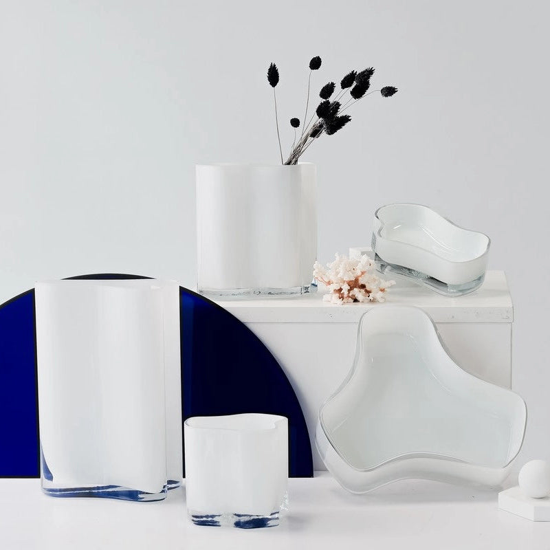 CORAL Dekoschale aus weißem Glas, 8,5 cm hoch, als Obstschale oder Centerpiece – Lorenz Laurent Home