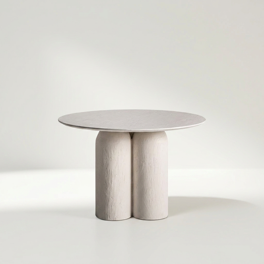INHA Esstisch aus Mangoholz in Off-white mit runder Tischplatte, Ø 120 cm – Lorenz Laurent Home