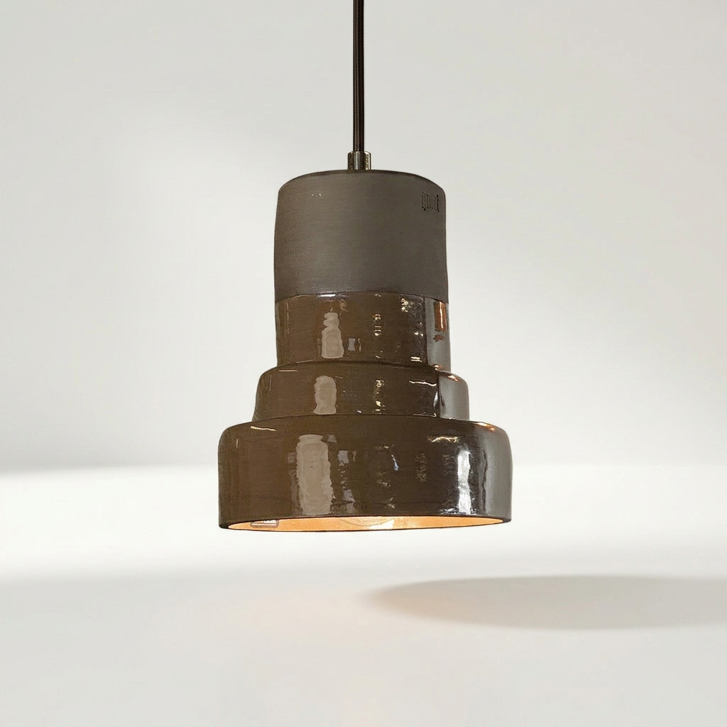 LANIKAI Pendelleuchte in dunkler Schokoladenoptik aus Keramik, Ø 15,5 cm und 18 cm hoch – Lorenz Laurent Home