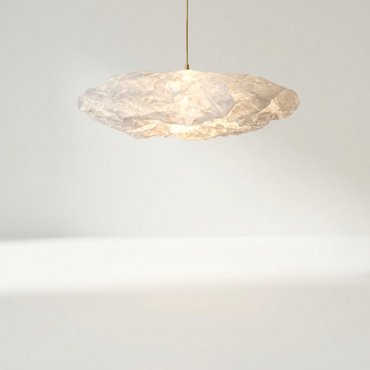 LEONIE Hängeleuchte mit flachem Schirm aus doppellagigem Vliesstoff, Ø 75 cm – Lorenz Laurent Home