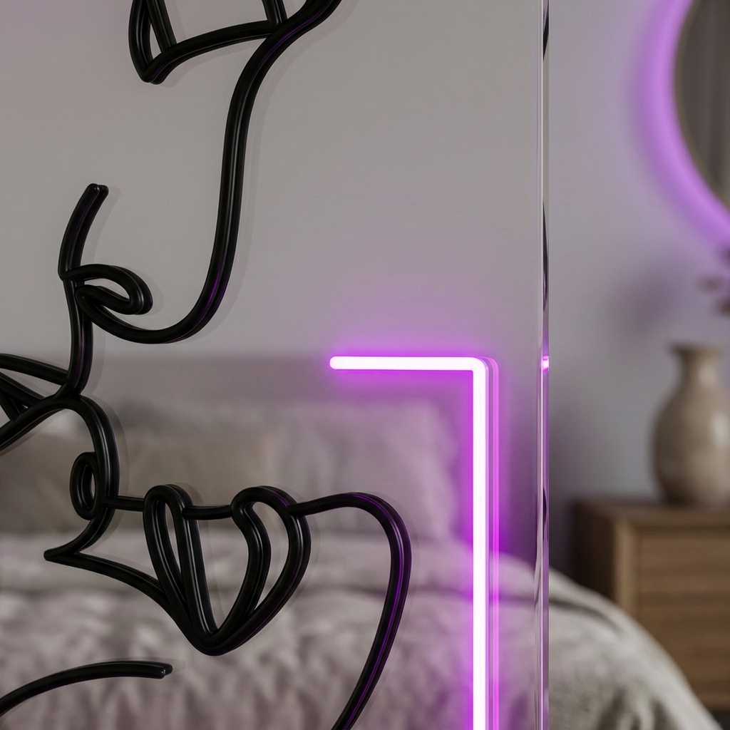 LINEA Neon-Wandbild als einlinige Kontur mit LED-Neon und Sensordimmer – Lorenz Laurent Home