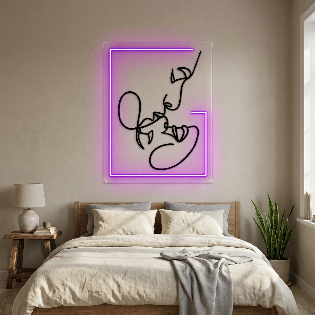 LINEA Neon-Wandbild zum Aufhängen oder Montieren, groß bis 110 cm erhältlich – Lorenz Laurent Home