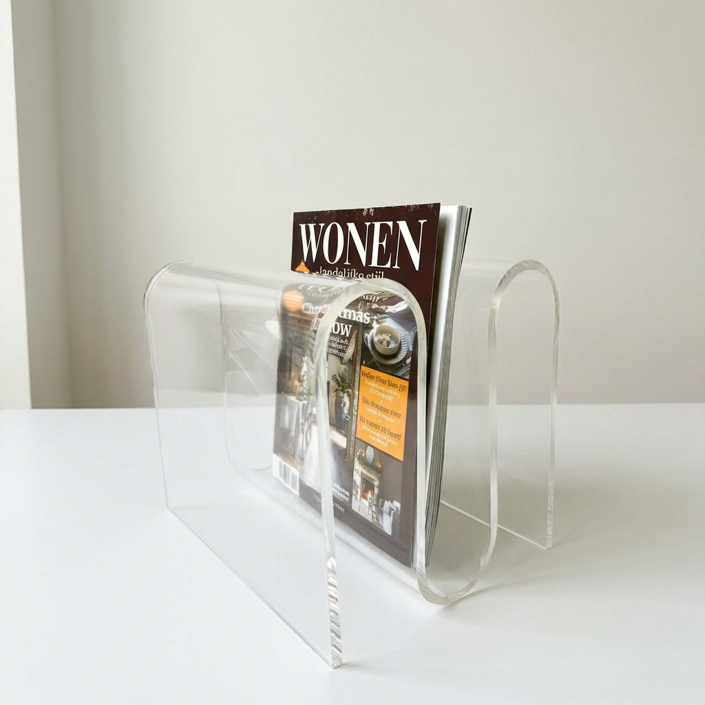 LISSO Magazinhalter aus gegossenem Acryl mit polierten Kanten für Couchtisch und Beistelltisch – Lorenz Laurent Home