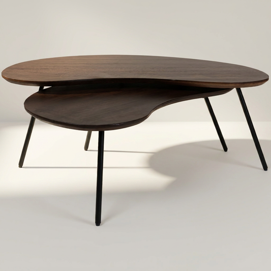 LUDO Couchtisch-Set aus zwei Tischen in Mangoholz, 120 x 84 und 92 x 58 cm – Lorenz Laurent Home