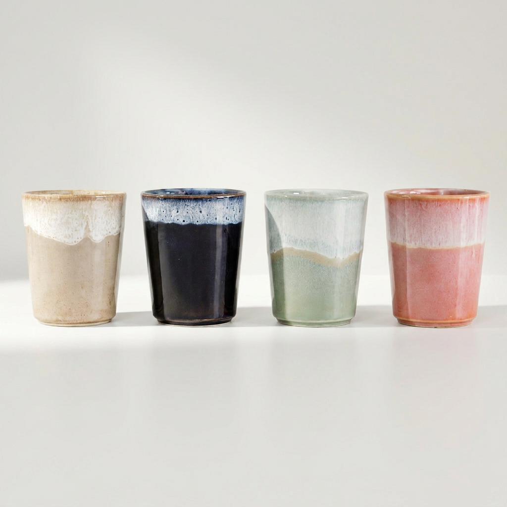 LUMA Espresso Tasse aus glasiertem Steingut in Blau, Rosa, Grün oder Beige, 60 ml – Lorenz Laurent Home