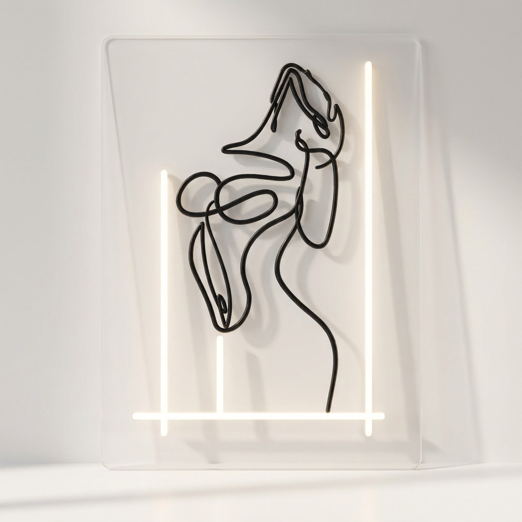 LUMEA Wandbild als Lichtlinie mit femininer Kontur auf Acryl, 40 bis 110 cm, in zehn Farben – Lorenz Laurent Home