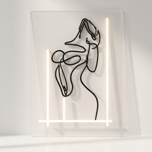 LUMEA Wandbild als Lichtlinie mit femininer Kontur auf Acryl, 40 bis 110 cm, in zehn Farben – Lorenz Laurent Home