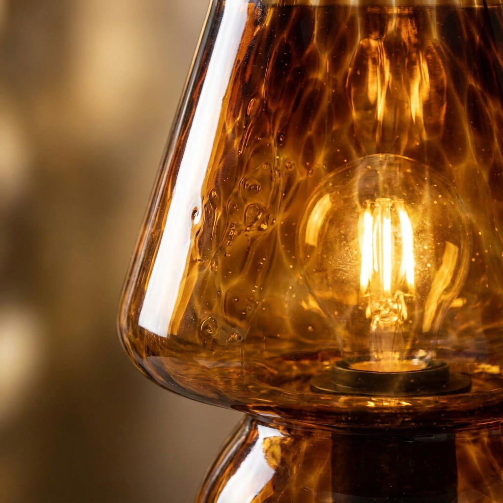 LUMI Tischlampe mit rundem Glaskörper und Wippschalter, klein mit 16 cm Höhe – Lorenz Laurent Home