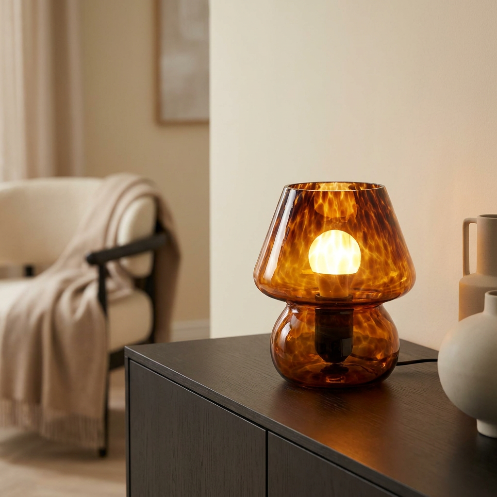 LUMI Tischlampe aus getöntem Glas mit Leuchtmittel, für Sideboard und Nachttisch – Lorenz Laurent Home