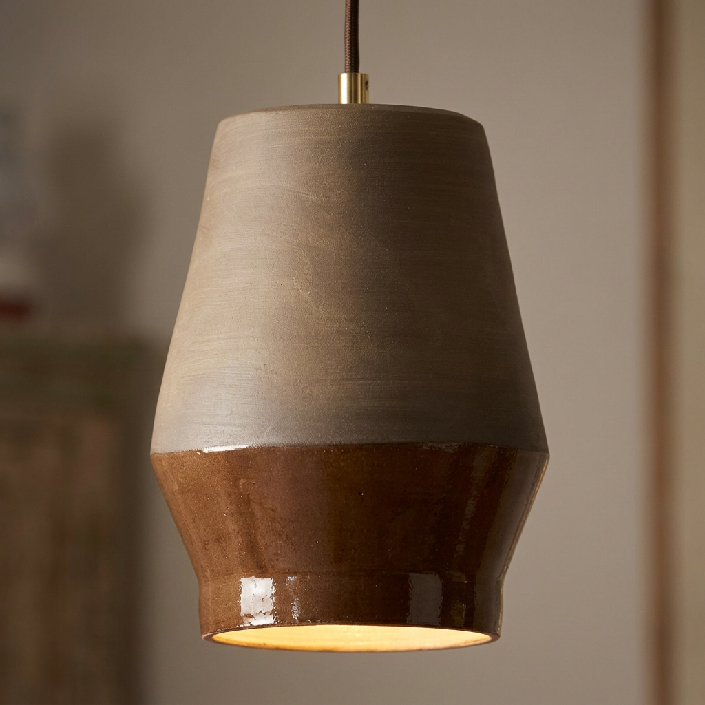 MAKUA Pendelleuchte handgemacht mit texturierter Glasur in Dunkelbraun – Lorenz Laurent Home