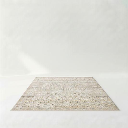 IBIZA Ethno Teppich in Beige, Creme und Gold aus Polyester, 80 x 150 bis 200 x 290 cm – Lorenz Laurent Home